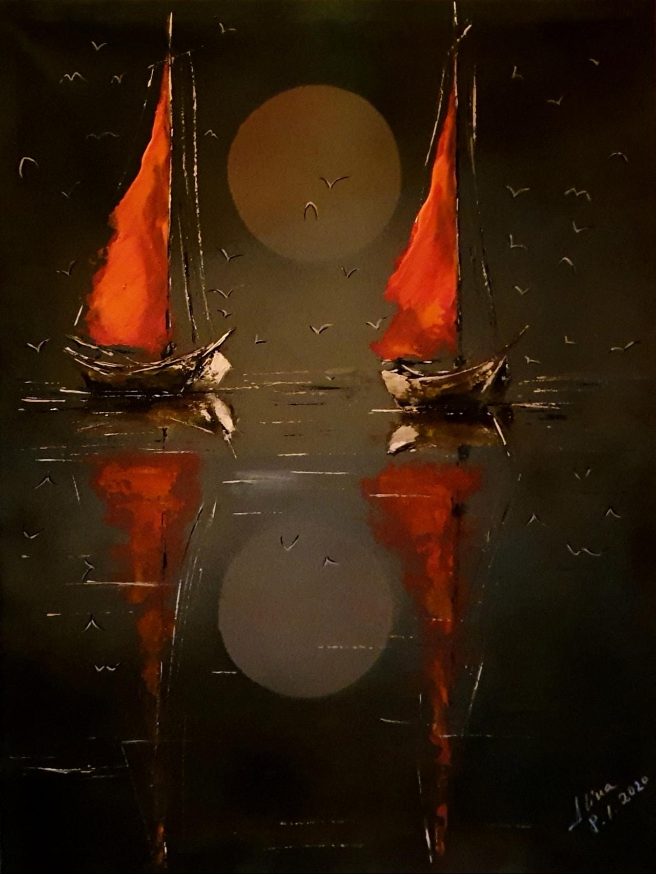 ArteDiAlina.com painting: if there are birds, there are fish too...